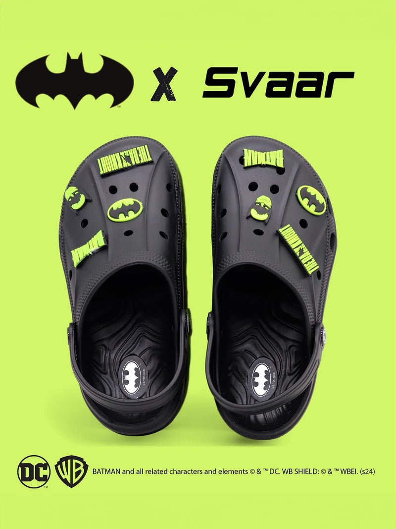 SVAAR Batman Men's Clogs With Authentic Batman Charms And Adjustable Back Strap Black, 9 Uk - Image 2