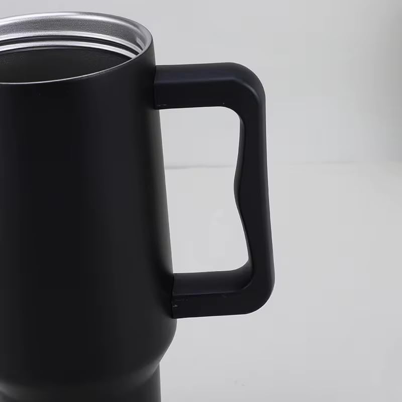 CPENSUS 1200ML Stainless Steel Tumbler with Lid and Straw, Hot and Cold with Handle, 100% Leak Proof Mug Cupholder for Travelling, Gym (Black) - Image 4