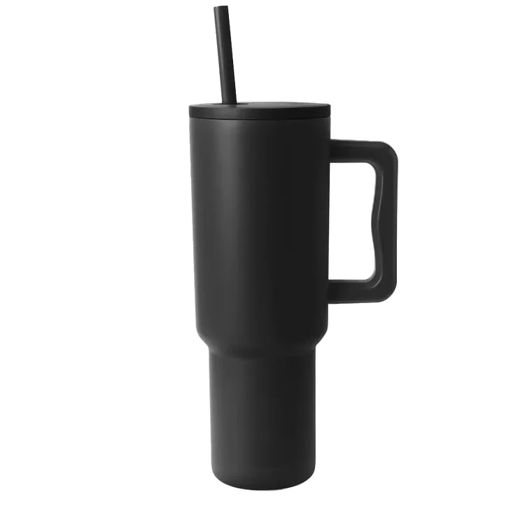 CPENSUS 1200ML Stainless Steel Tumbler with Lid and Straw, Hot and Cold with Handle, 100% Leak Proof Mug Cupholder for Travelling, Gym (Black) - Image 2