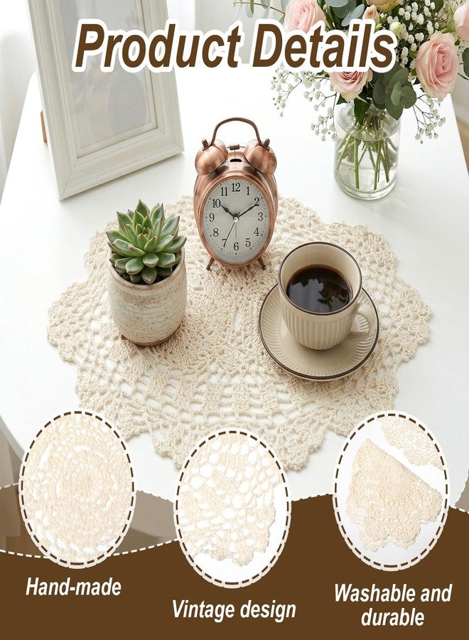 Quilax 2 PCS Doilies for Tables, Oval Lace Table Runner Crochet Doilies, Knitted Coasters, Placemats Doily for Furniture, Bedrooms Dining Room (13 x 9 inch) - Image 3