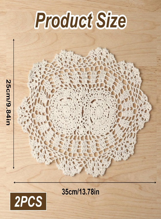 Quilax 2 PCS Doilies for Tables, Oval Lace Table Runner Crochet Doilies, Knitted Coasters, Placemats Doily for Furniture, Bedrooms Dining Room (13 x 9 inch) - Image 2