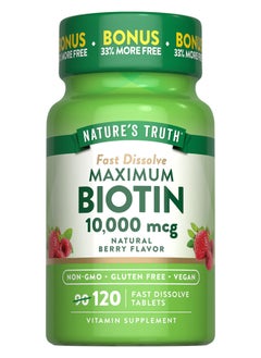 Fast Dissolve Maximum Biotin 10,000 MCG, 120 Tablets