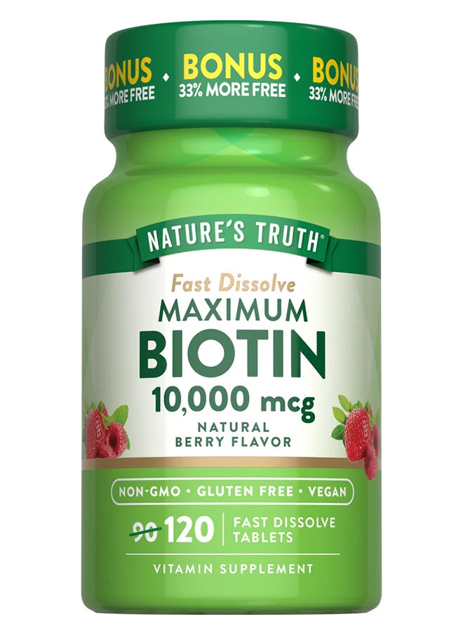 Nature's Truth - Fast Dissolve Maximum Biotin 10,000 MCG, 120 Tablets - Image 1