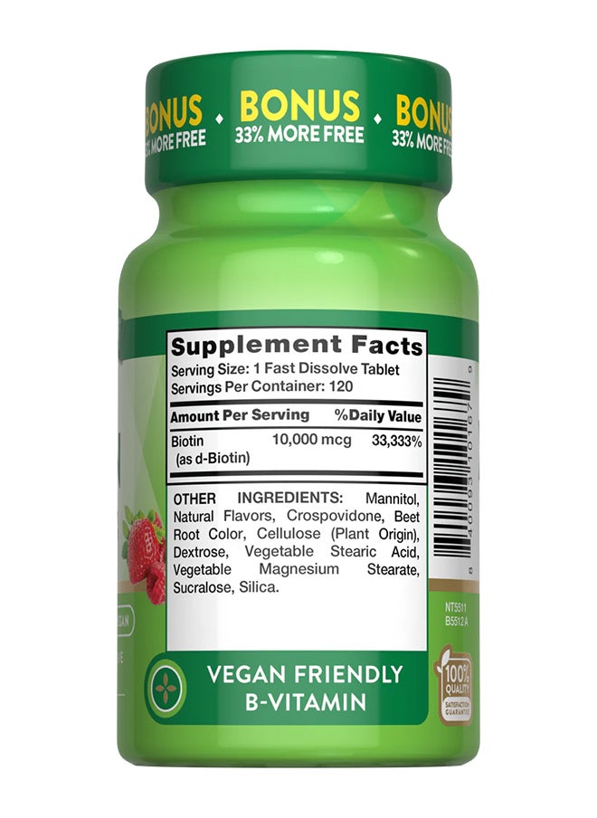 Nature's Truth - Fast Dissolve Maximum Biotin 10,000 MCG, 120 Tablets - Image 1