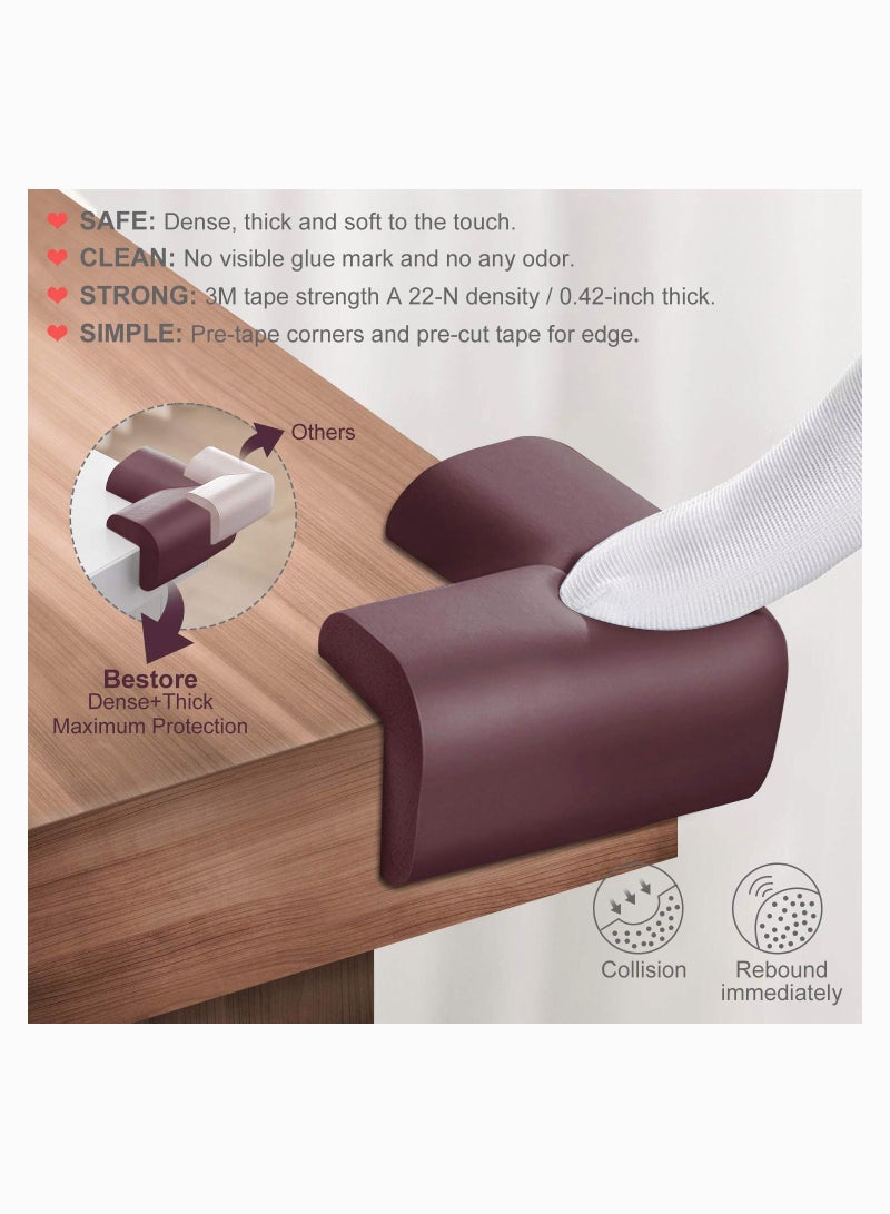 SYOSI Baby Proofing Edge Corner Protector, Table Bumper Guard, Soft Rubber Foam Guard, Pre-Taped Corners, (5.5m + 8 Corners) Baby Proof Corner Guard Heavy-Duty, for Table, Cabinet - Image 2