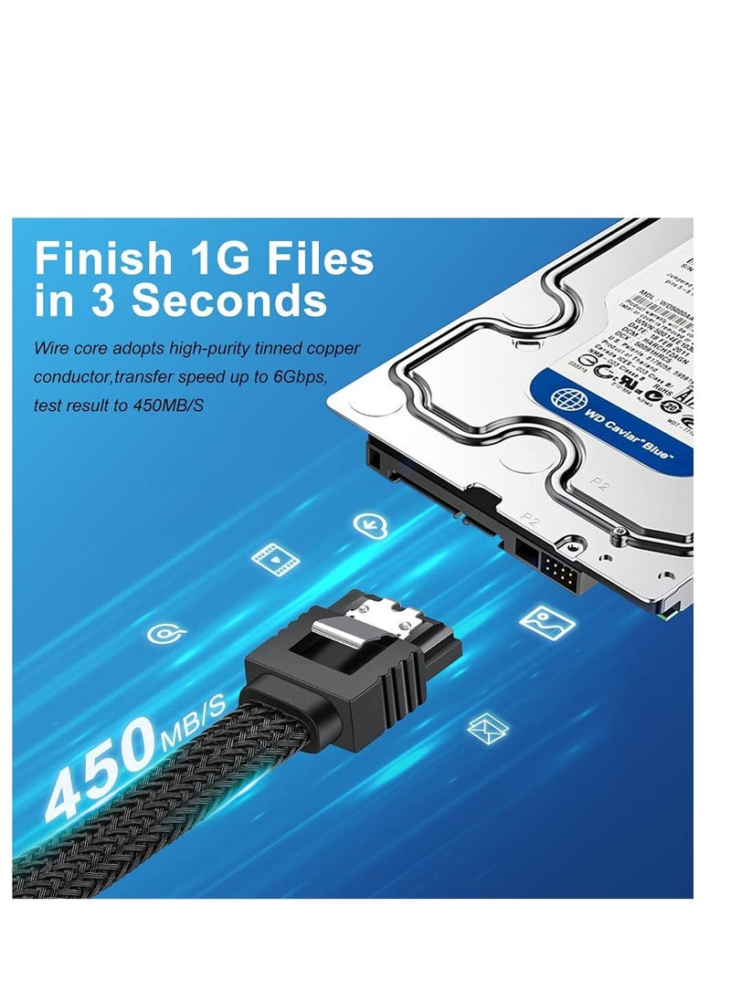 SATA III Cable, 6Gbps Straight HDD SDD Data Cable, SATA 3.0 Nylon Braided Cable with Locking Latch for SATA HDD, SSD, CD Driver, CD Writer, 20 Inch, Black, 5 Pack  - Image 4