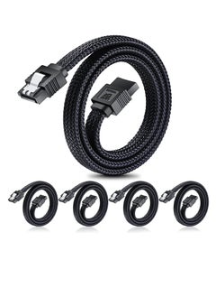 Generic SATA III Cable, 6Gbps Straight HDD SDD Data Cable, SATA 3.0 Nylon Braided Cable with Locking Latch for SATA HDD, SSD, CD Driver, CD Writer, 20 Inch, Black, 5 Pack  - Image 1