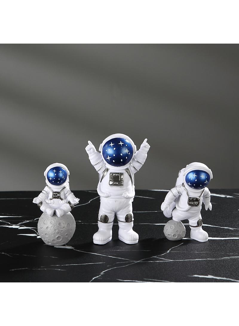 Bluejw 6-Piece Astronaut Figurine Statue Set Astronaut Figure Sculpture For Desktop And Tabletop Decor Resin Spaceman Planet Desk Ornament For Outer Space Themed Bedroom Decor Cake Toppers Decoration Model Set - Image 5