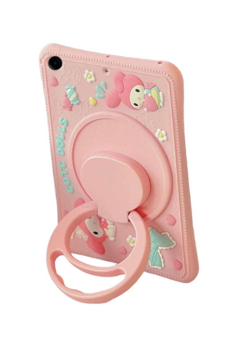 Silicone Cover for Samsung Galaxy Tab A9 (8.7 Inches), with 360° Rotating Stand, Portable Tab protective Case, Shockproof Tablet Case with Stand, Cute Tab protector for Girl and kids, Cure Rabbit design. - Image 3