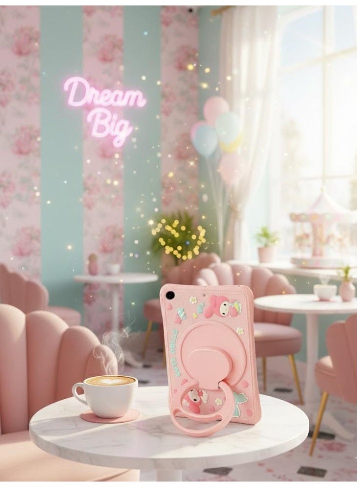 غطاء سيليكون لهاتف Samsung Galaxy Tab A9 (8.7 بوصة)، مع حامل دوار 360 درجة، حقيبة حماية محمولة للكمبيوتر اللوحي، حقيبة لطيفة مقاومة للصدمات للكمبيوتر اللوحي مع حامل، واقي لطيف للكمبيوتر اللوحي للفتيات والأطفال - Image 5