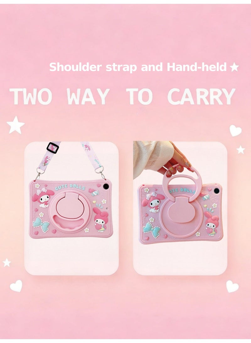 Silicone Cover for Samsung Galaxy Tab A9 (8.7 Inches), with 360° Rotating Stand, Portable Tab protective Case, Shockproof Tablet Case with Stand, Cute Tab protector for Girl and kids, Cure Rabbit design. - Image 2
