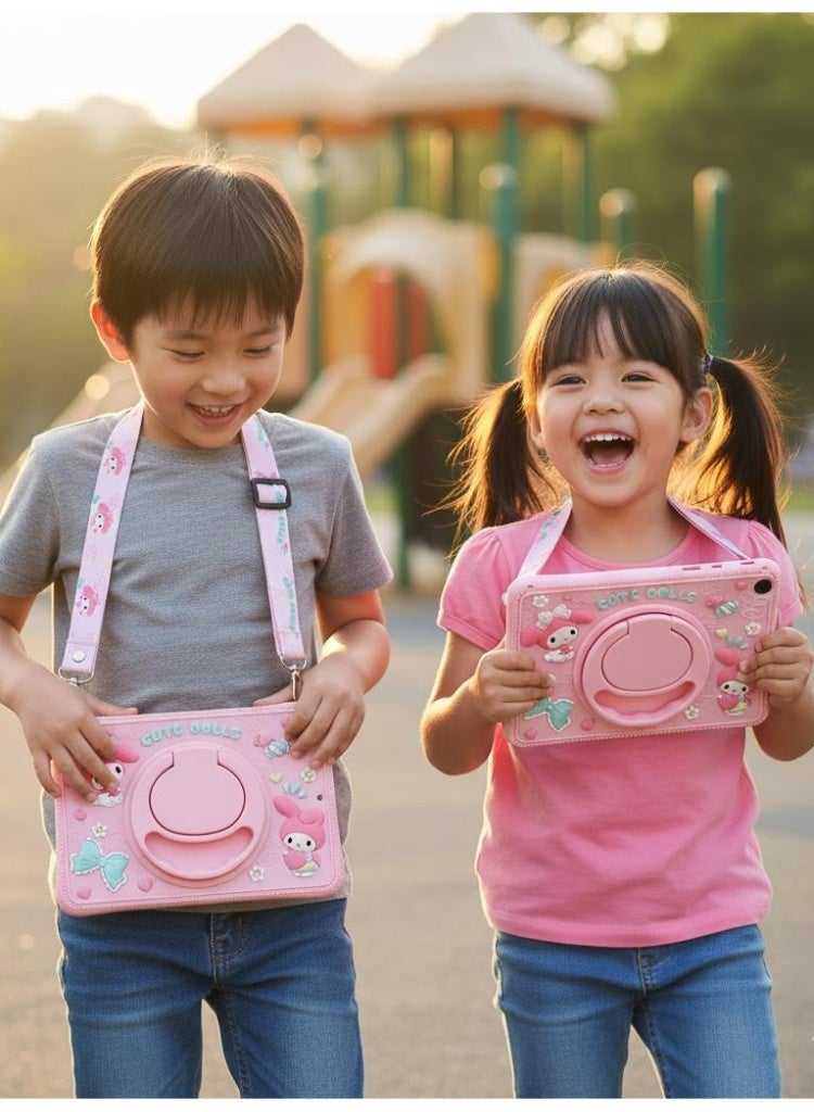 Silicone Cover for Samsung Galaxy Tab A9 (8.7 Inches), with 360° Rotating Stand, Portable Tab protective Case, Shockproof Tablet Case with Stand, Cute Tab protector for Girl and kids, Cure Rabbit design. - Image 3