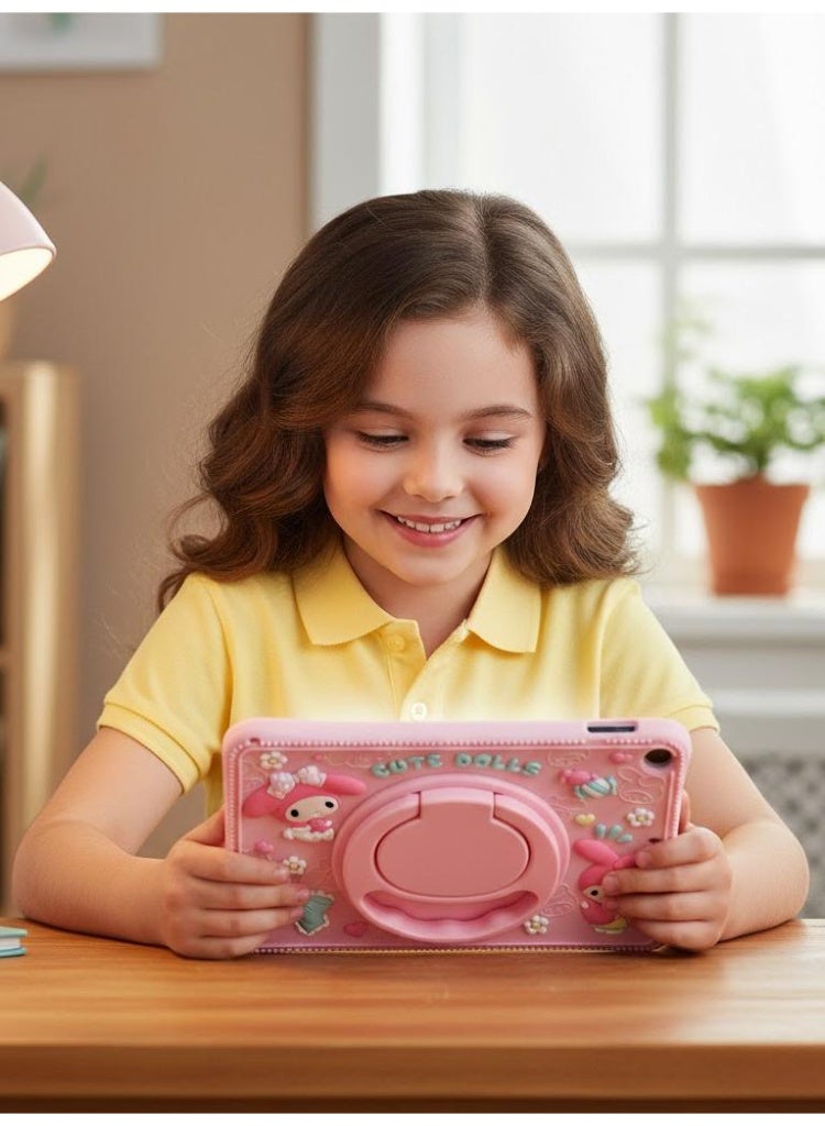 Silicone Cover for Samsung Galaxy Tab A9 (8.7 Inches), with 360° Rotating Stand, Portable Tab protective Case, Shockproof Tablet Case with Stand, Cute Tab protector for Girl and kids, Cure Rabbit design. - Image 4