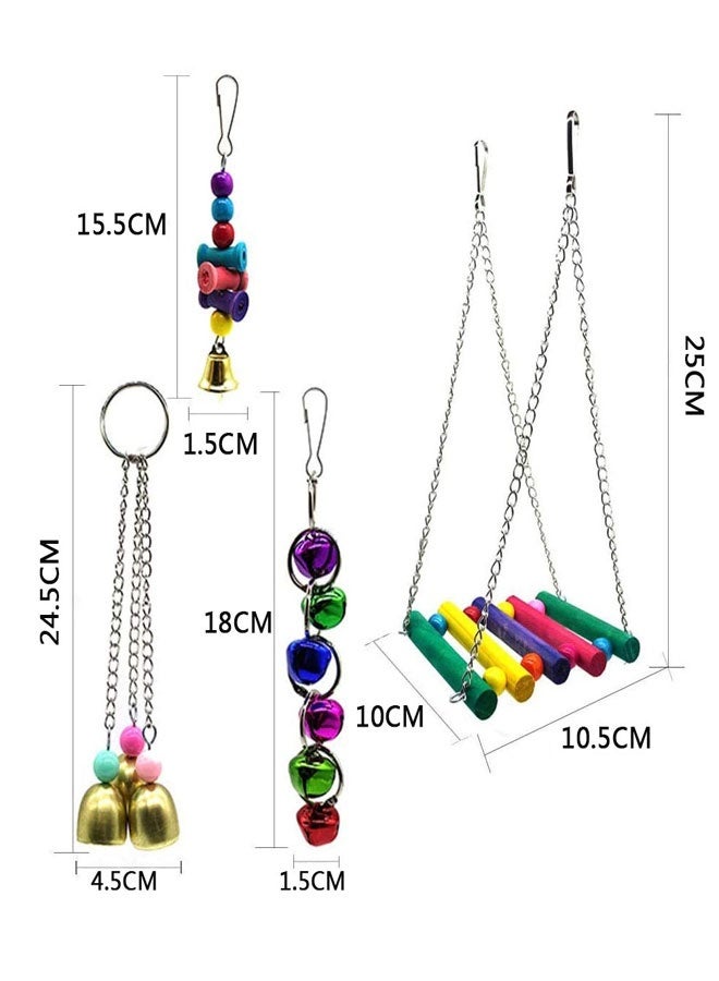 وهاواي Bird Swing and Chewing Toys - 7pcs Cage Accessories for Small Parakeets, Cockatiels, Conures, Macaws, Parrots, Love Birds, Finches - Rope, Climbing, Standing Perches - Image 4