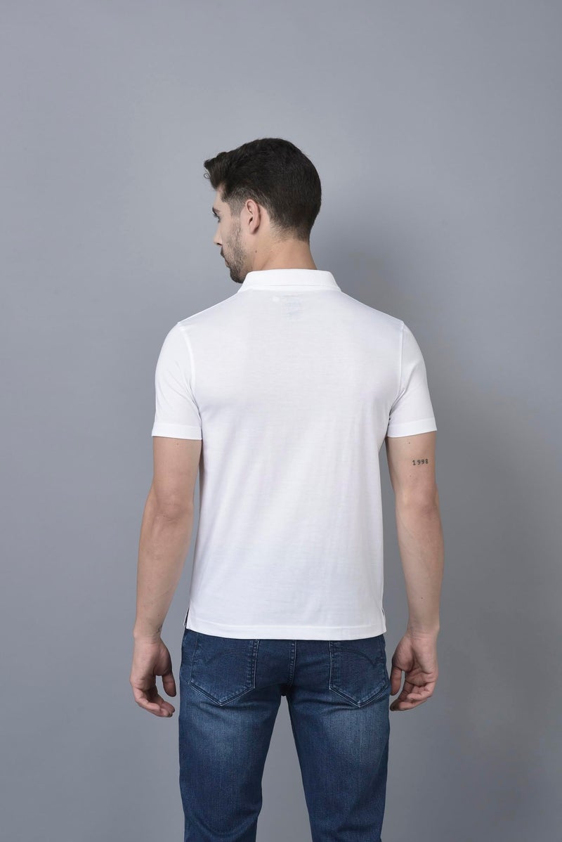 Dollar Mens Cotton Casual Solid Polo Tshirt (Pack of 2) White-Indigo - Image 2