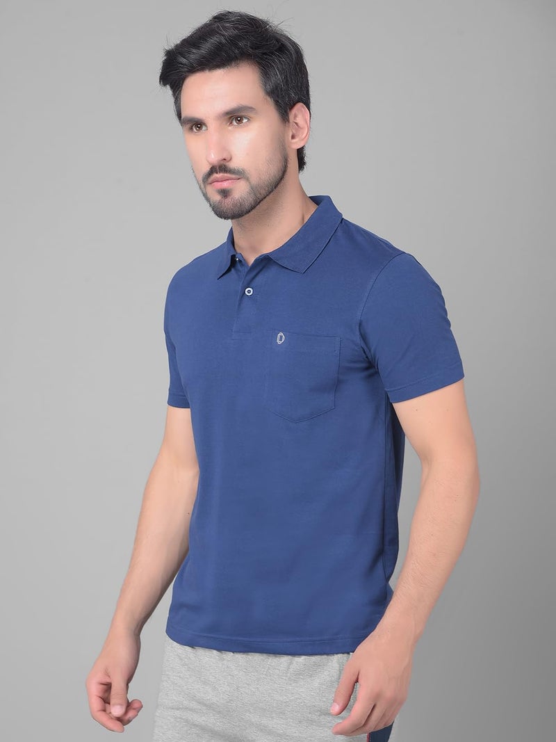 Dollar Mens Cotton Casual Solid Polo Tshirt (Pack of 2) White-Indigo - Image 3