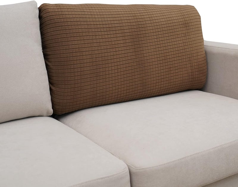 Eismodra Backrest Covers for 3 Cushion Couch Sofa Magic Stretch Sofa Slipcover for Dogs Pet L Shape 2 Seat Replacement Furniture Protector,Light Brown Width 20-28 inches(Only 1 Piece) - Image 1