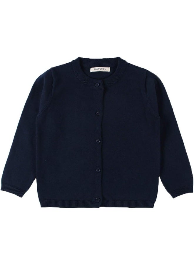 Jeleuon JELEUON Little Girls Cute Crew Neck Long Sleeve Button-Down Solid Cotton Fine Knit Cardigan Sweaters 