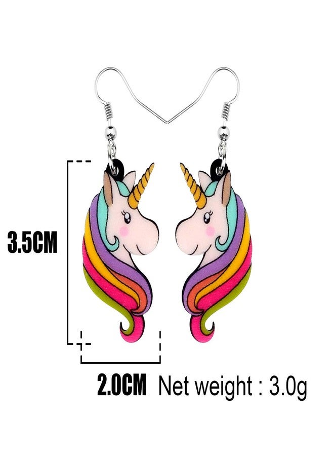 Bonsny Acrylic Drop Dangle Sweet Unicorn Earrings Horse Jewelry For Women Nice Gift (Colorful) - Image 4