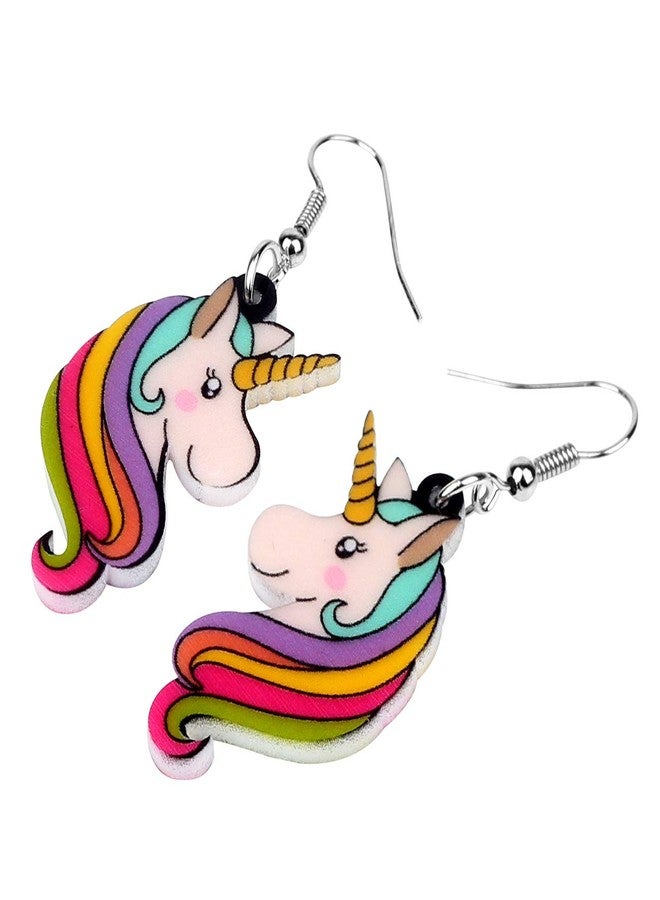 Bonsny Acrylic Drop Dangle Sweet Unicorn Earrings Horse Jewelry For Women Nice Gift (Colorful) - Image 3
