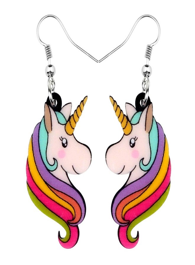 Bonsny Acrylic Drop Dangle Sweet Unicorn Earrings Horse Jewelry For Women Nice Gift (Colorful) - Image 1