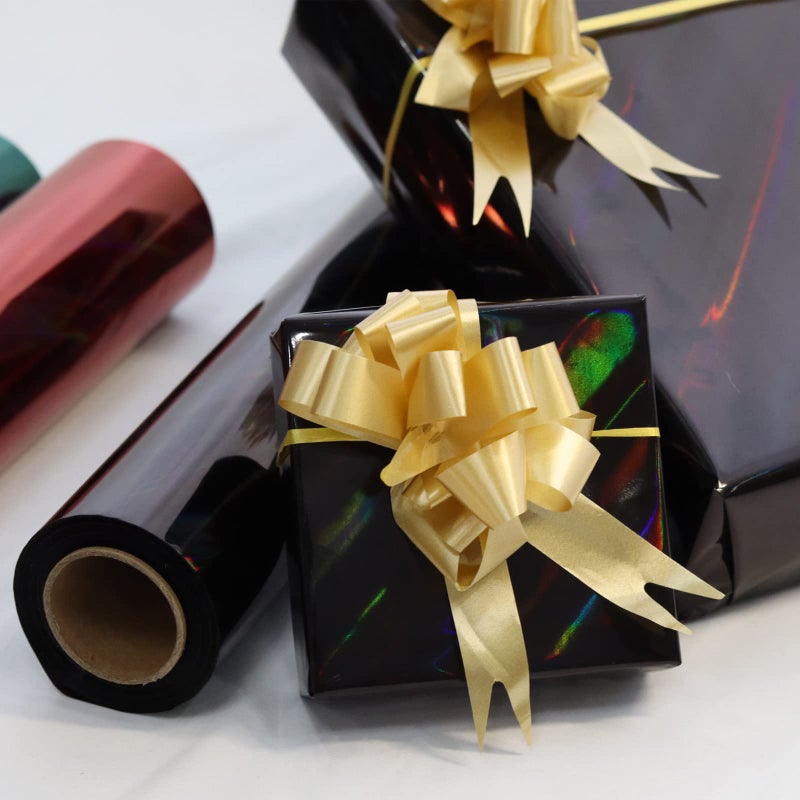 CMFYHM Iridescent Black Cellophane Wrap Roll I 34 In Wide X 100 Ft Long I Colorful Cello Perfect For Baskets,Gifts, Treats,Birthday Holiday Wedding Floral, Party Arts Crafts Decoration (Black) - Image 4