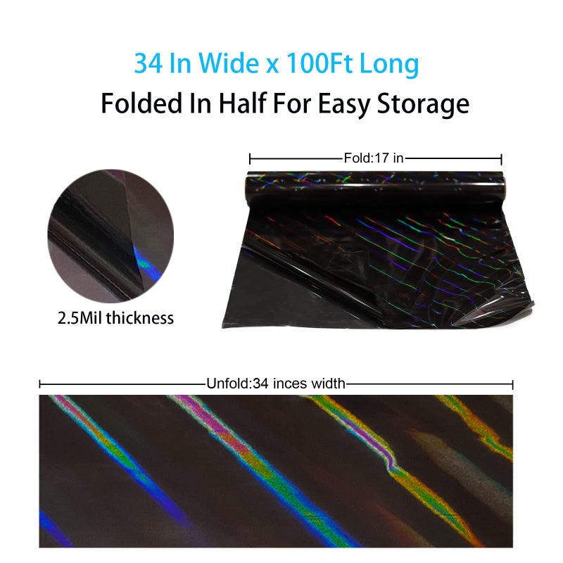 CMFYHM Iridescent Black Cellophane Wrap Roll I 34 In Wide X 100 Ft Long I Colorful Cello Perfect For Baskets,Gifts, Treats,Birthday Holiday Wedding Floral, Party Arts Crafts Decoration (Black) - Image 2