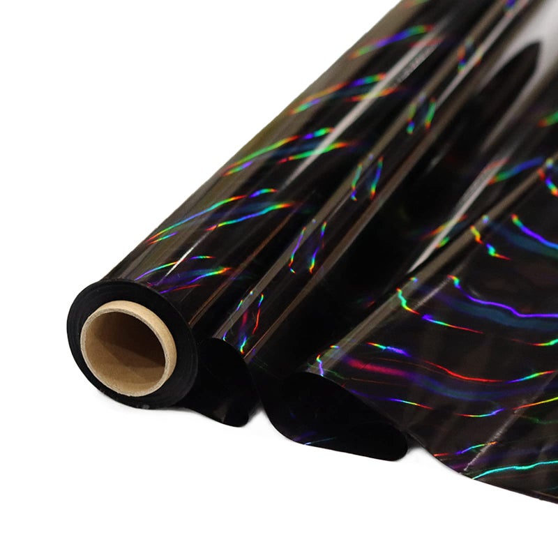 CMFYHM Iridescent Black Cellophane Wrap Roll I 34 In Wide X 100 Ft Long I Colorful Cello Perfect For Baskets,Gifts, Treats,Birthday Holiday Wedding Floral, Party Arts Crafts Decoration (Black) - Image 1