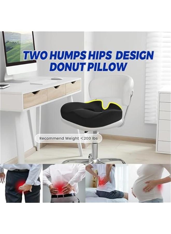 HOOKOR Donut Pillow with Non-Slip Washable Cover, Hemorrhoid & Postpartum Cushion for Men and Women, Two Humps Hip Comfortable Design,  Pillows for Postpartum Pregnancy, Black - Image 2