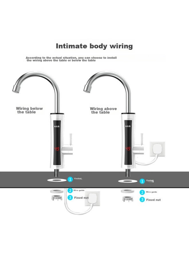Chigo Electric Hot Water Faucet, Quick Heating Mini Kitchen Treasure, Hot Water Heater, Instant Electric Water Heater, Fast Heating Water Faucet, Dual-use For Kitchen And Bathroom, Bottom Water Inlet, Zg-zs824 White With Leakage Protection - Image 5