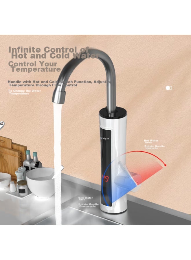 Chigo Electric Hot Water Faucet, Quick Heating Mini Kitchen Treasure, Hot Water Heater, Instant Electric Water Heater, Fast Heating Water Faucet, Dual-use For Kitchen And Bathroom, Bottom Water Inlet, Zg-zs824 White With Leakage Protection - Image 3