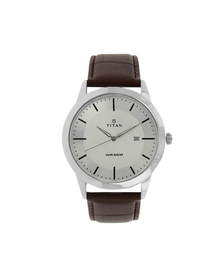 TITAN Titan Classic Siler Dial Analog with Date Leather Strap watch for Men  - Image 1