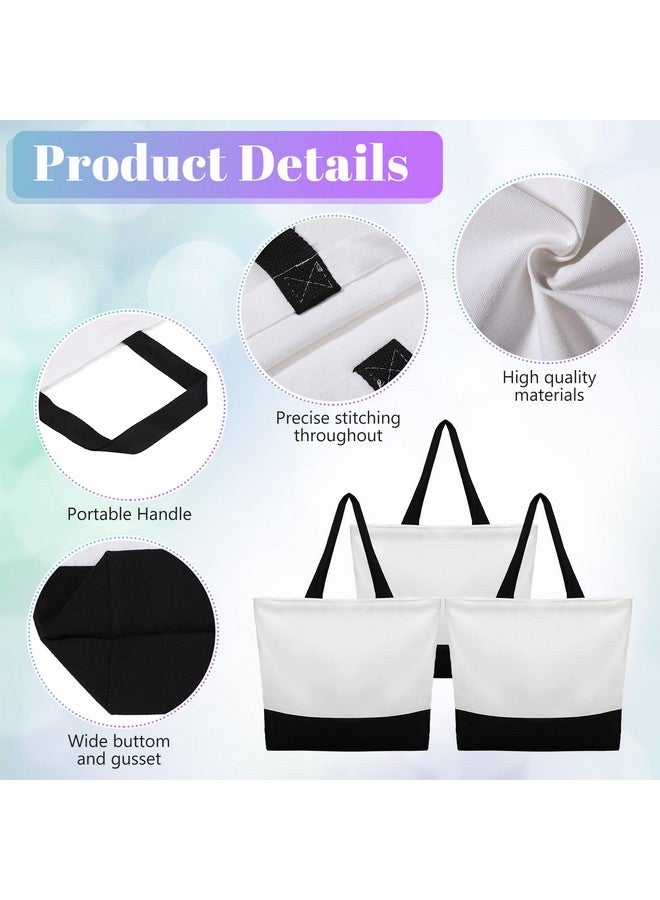 Reginary 16 Pieces Canvas Tote Makeup Bag Blank Plain Large Reusable Grocery Shopping Cloth Bags with Handles DIY Craft Canvas Pencil Case with Zipper Cosmetic School Supplies - Image 3