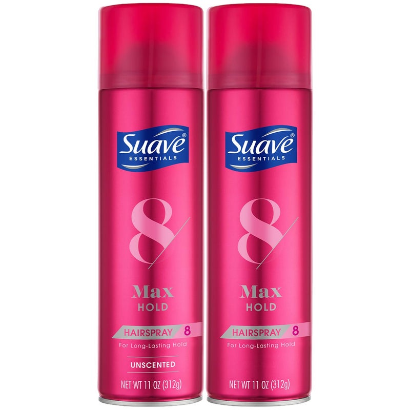 Suave سبايف+ رذاذ شعر أقصى تثبيت مجموعة 2 عبوة، خالي من العطر وصيغ معطرة - رذاذ شعر بخاخ، 11 أونصة لكل منهما - Image 1