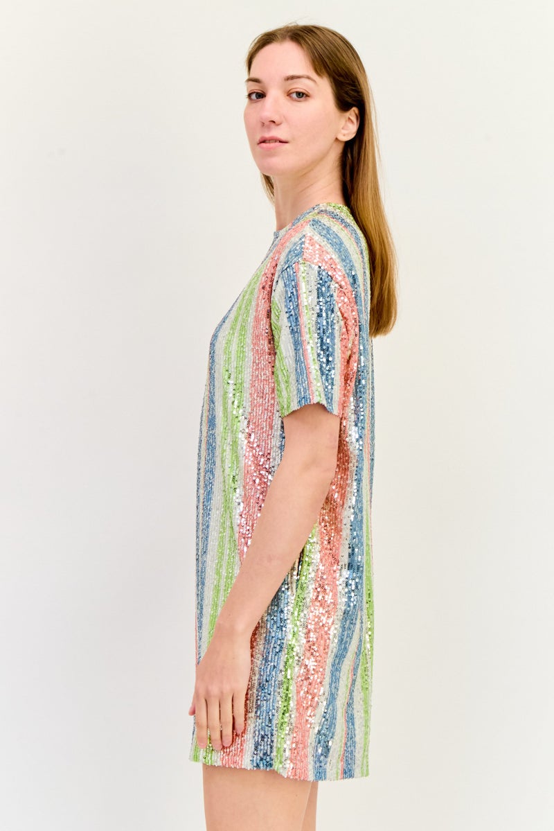 ONLY فستان ميني بتفاصيل لامعة للنساء، متعدد الألوان - Image 3