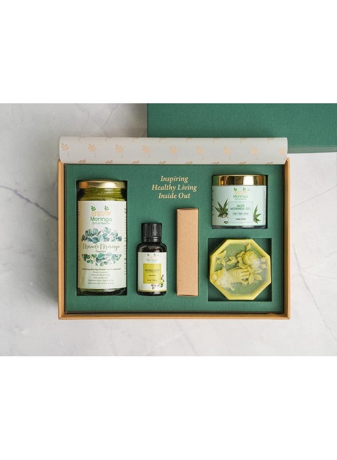 DAIVIK MORINGA GIFT OF NATURE Daivik Moringa Women Beauty Gift Set | Pack Of 4 - Moringa Powder Bottle 120g, Cold Pressed Moringa Seed Oil 30ml, Aloe Moringa Gel 110g With 1 Face & Body Bar In Our Signature Gift Box - Image 2