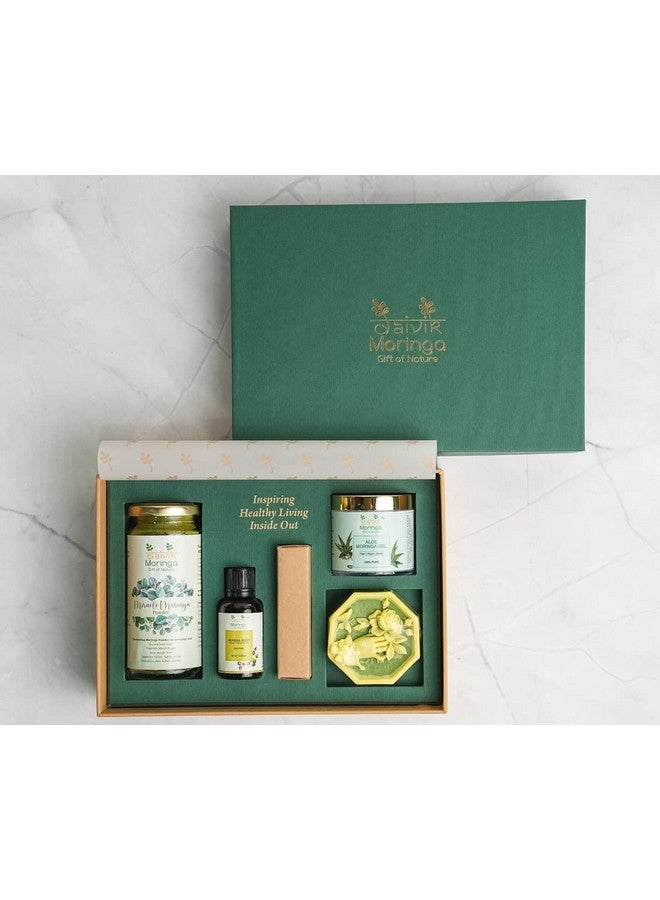 DAIVIK MORINGA GIFT OF NATURE Daivik Moringa Women Beauty Gift Set | Pack Of 4 - Moringa Powder Bottle 120g, Cold Pressed Moringa Seed Oil 30ml, Aloe Moringa Gel 110g With 1 Face & Body Bar In Our Signature Gift Box - Image 1