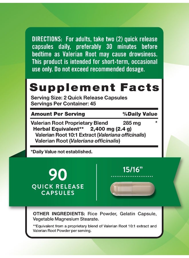 natures truth Valerian Root Capsules 2400mg 90 Count NonGMO Gluten Free Supplement - Image 2