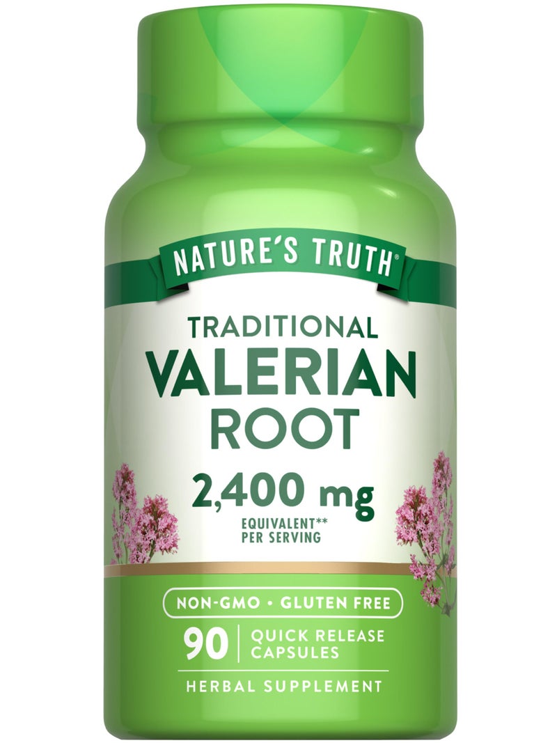 natures truth Valerian Root Capsules 2400mg 90 Count NonGMO Gluten Free Supplement - Image 1