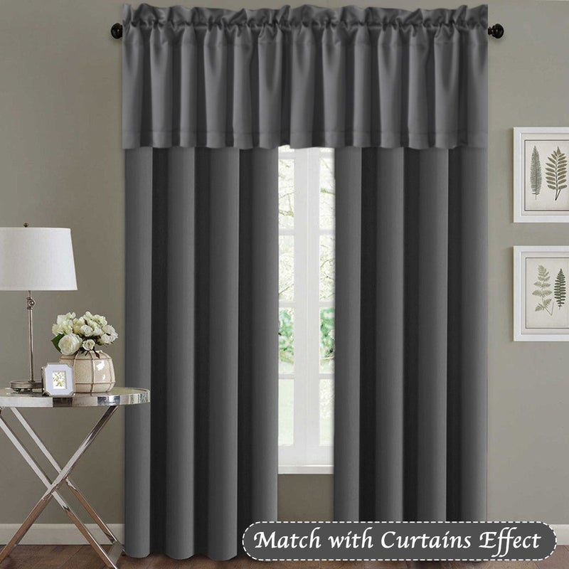 H.VERSAILTEX Blackout Valances for Windows Short Window Valance Curtains for Living Room/Bedroom/Bathroom Privacy Decorative Rod Pocket Kitchen Valances 2 Panels 52 "" W x 18 "" L Charcoal Gray - Image 3