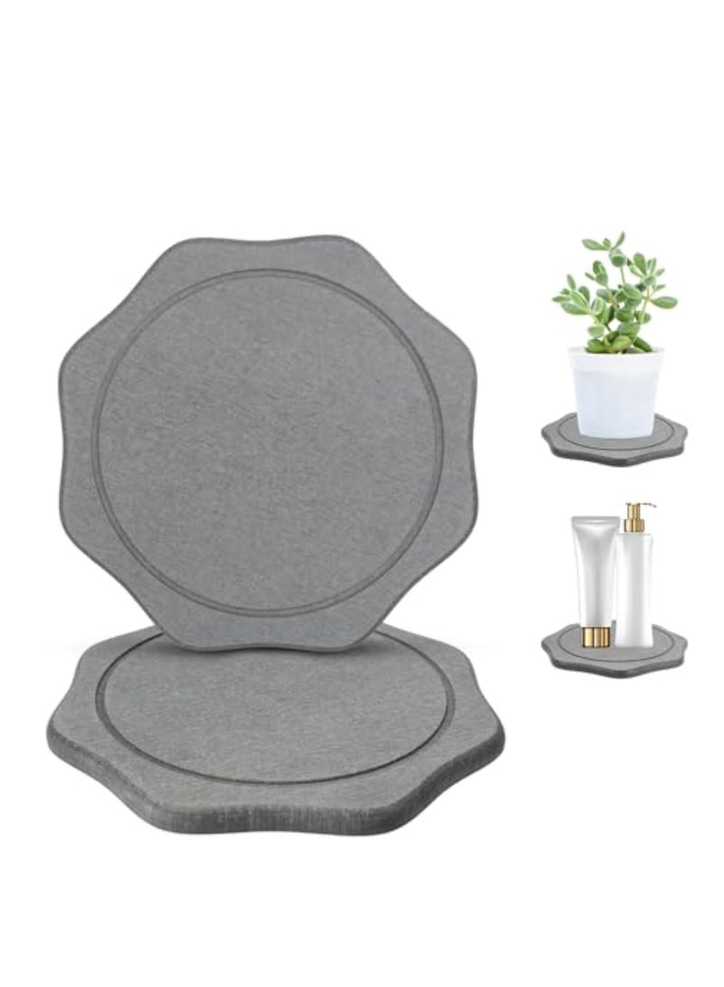 SOLARAE 2 PCS Plant Saucers, 8 Inch Diatomaceous Earth Plant Trays, Plant Coasters, Super Absorbent Plant Trays, Drying Tray Plates, Cork Mats for Plant for Pots Stone, Keep Counters and Floors Clean and Dry - Image 1