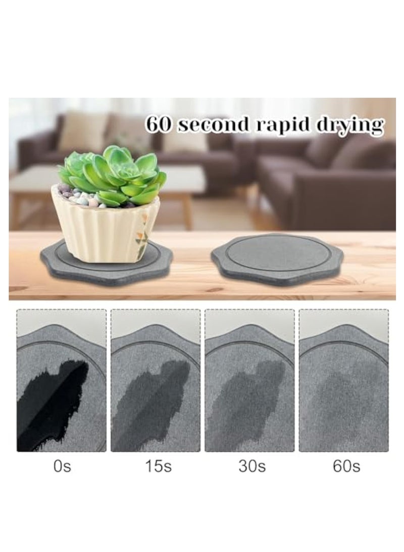 SOLARAE 2 PCS Plant Saucers, 8 Inch Diatomaceous Earth Plant Trays, Plant Coasters, Super Absorbent Plant Trays, Drying Tray Plates, Cork Mats for Plant for Pots Stone, Keep Counters and Floors Clean and Dry - Image 2