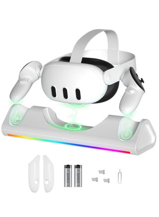 Charging Dock for Meta/Oculus Quest 3, Fast Charging Station for Meta Quest 3 Headset Controllers and Other USB Device VR Accessories, RGB Charging Stand with Rechargeable Batteries - pzsku/Z6CAE6E6604DA6542C4ADZ/45/_/1710327983/6d64dd9b-87ee-4a66-99bd-f2201546eb7f