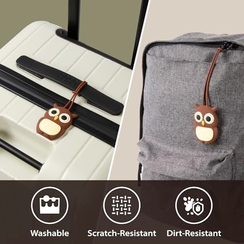 BONE Character Luggage Tag with Waterproof & Reusable Name Label Card, Silicone Bag Tag for Travel Suitcases & Backpacks, Cute Cartoon Animal ID Tag for School Kids & Adults (Owl Wes) - Image 3