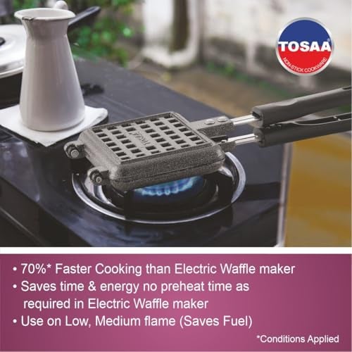 Tosaa Non Stick Waffle Pancake Maker Gas Compatible Super Heavy Thickness, color may vary - Image 5