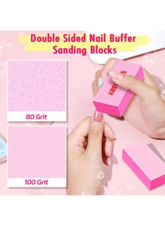 Salvmary Nail Files and Buffers, Professional Manicure Tools Kit, 100/180 Grit Double Sided Emery Boards for Nails, 80/100 Grit Nail Buffer Blocks Supplies for Home Salon 8Pcs  - Image 3