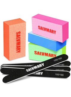 Salvmary Nail Files and Buffers, Professional Manicure Tools Kit, 100/180 Grit Double Sided Emery Boards for Nails, 80/100 Grit Nail Buffer Blocks Supplies for Home Salon 8Pcs  - Image 1