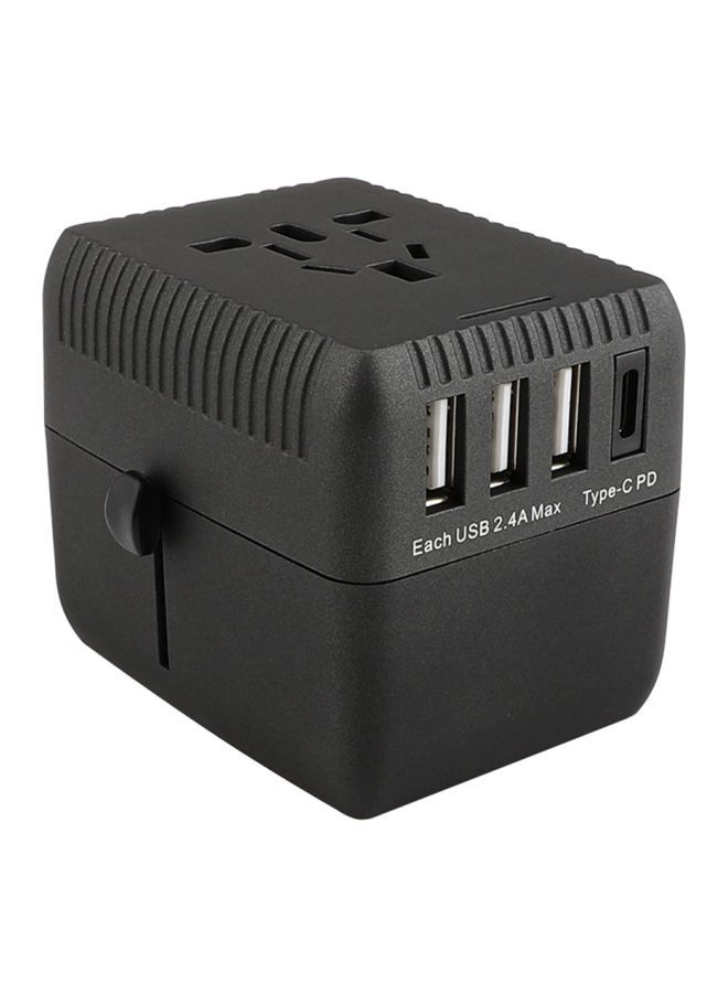 NIBEMINENT Universal Travel USB Adapter Black  - Image 1