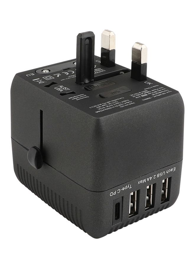 NIBEMINENT Universal Travel USB Adapter Black  - Image 2