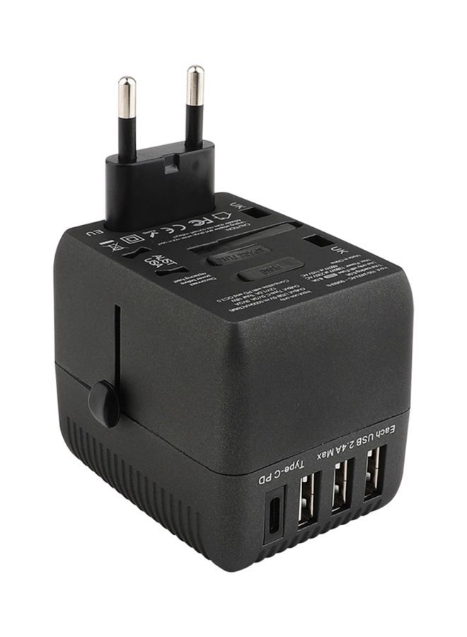 NIBEMINENT Universal Travel USB Adapter Black  - Image 3